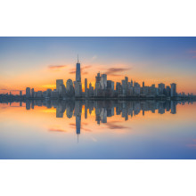 Manhattan cityscape panorama reflections