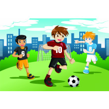 Kids playing soccer