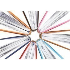 Top view of colorful books in a circle