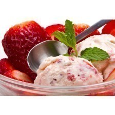 Strawberry ice cream with fruits