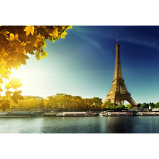 Seine in Paris with Eiffel tower in autumn season