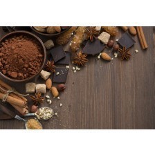 chocolate, cocoa, nuts and spices