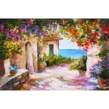Oil painting - house by the sea
