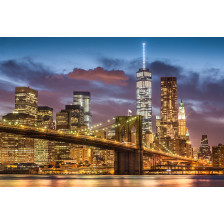 Brooklyn Bridge at twilight time in New York