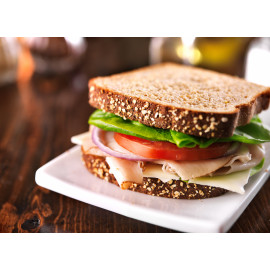 Turkey sandwich on whole wheat with swiss cheese