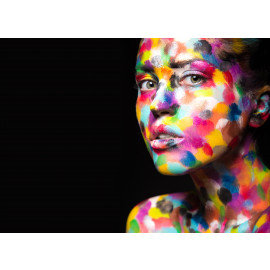 Girl with colored face painted
