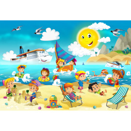 kids playing at the beach